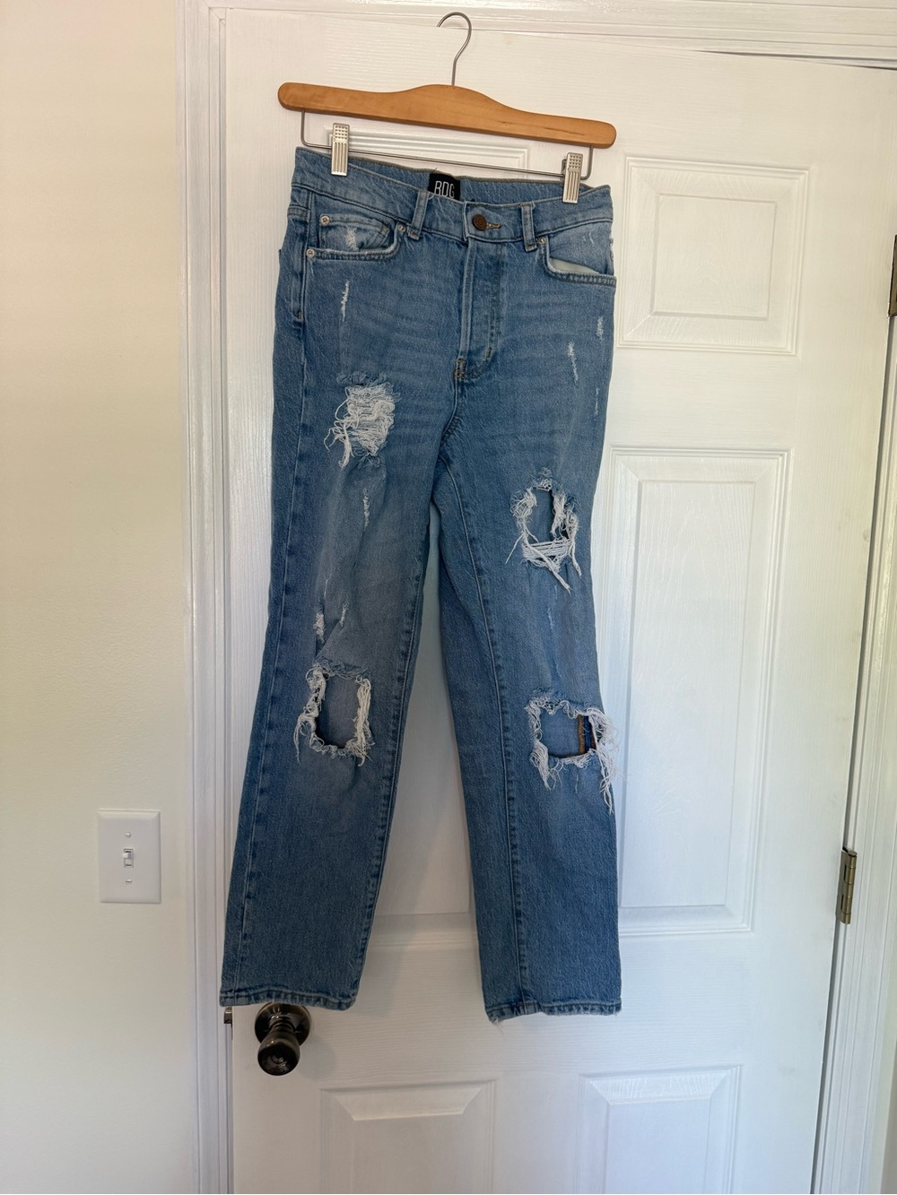 BDG Light Blue Distressed Straight-Leg Jeans